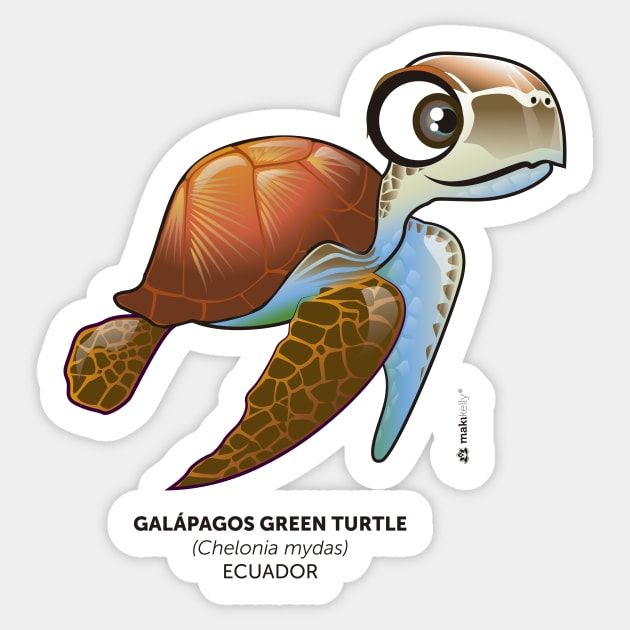 Galapagos Green Turtle Sticker by makikelly